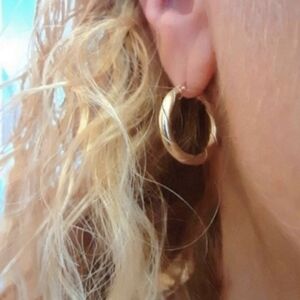 14kt Solid Yellow Gold Twisted Hoops Earrings